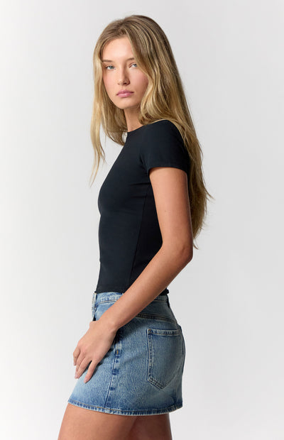 Mid Rise Jean Mini Skirt