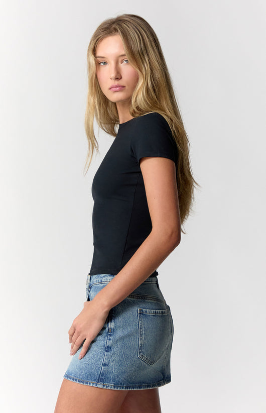Mid Rise Jean Mini Skirt