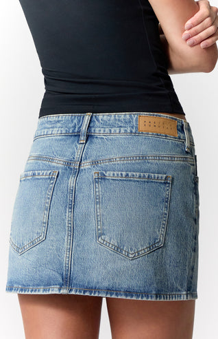 Mid Rise Jean Mini Skirt