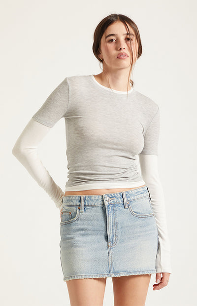 Mid Rise Jean Mini Skirt