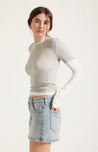 Mid Rise Jean Mini Skirt